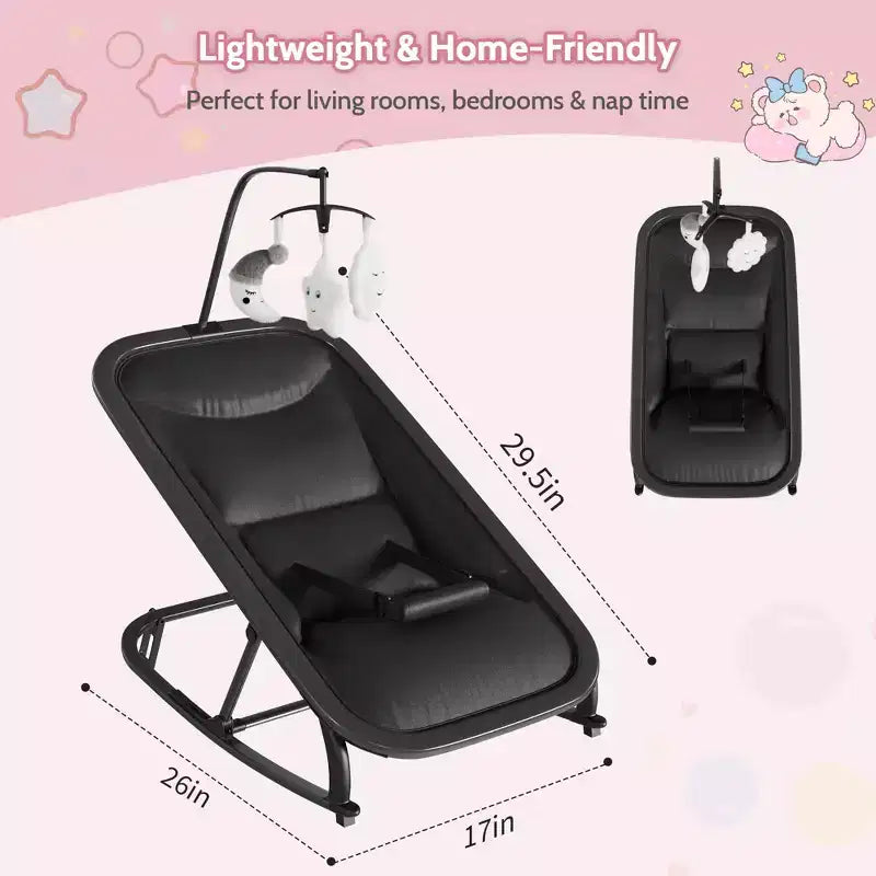 COZONY 2-in-1 Collapsible Baby Bouncer & Rocker, 3-Position Adjustable Seat, Lightweight & Portable