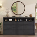 9 Drawer Dresser, Modern Wooden Chest of Drawers with 3 Open Shelves, Dresser for Bedroom, Living Room, Closet Storage