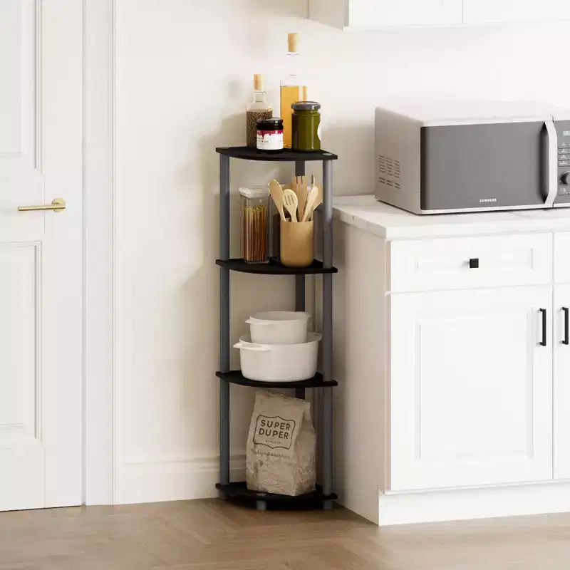 HOMLUX 4-Tier Corner Storage Shelf, Open Display Bookshelf for Bathroom, Living Room, Home Office
