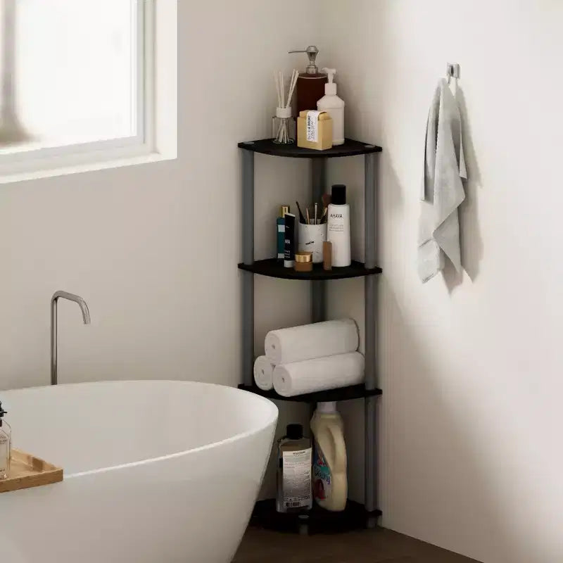 HOMLUX 4-Tier Corner Storage Shelf, Open Display Bookshelf for Bathroom, Living Room, Home Office