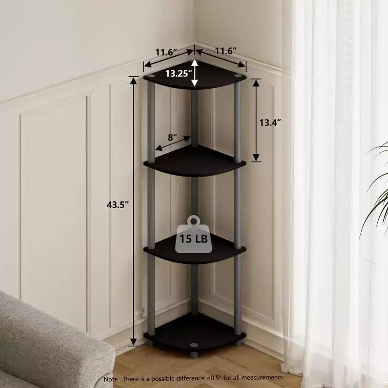 HOMLUX 4-Tier Corner Storage Shelf, Open Display Bookshelf for Bathroom, Living Room, Home Office