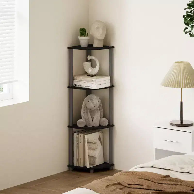 HOMLUX 4-Tier Corner Storage Shelf, Open Display Bookshelf for Bathroom, Living Room, Home Office