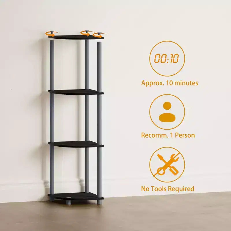 HOMLUX 4-Tier Corner Storage Shelf, Open Display Bookshelf for Bathroom, Living Room, Home Office