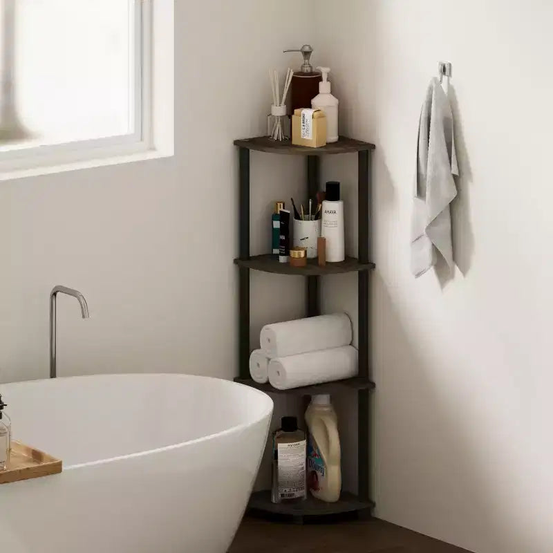 HOMLUX 4-Tier Corner Storage Shelf, Open Display Bookshelf for Bathroom, Living Room, Home Office