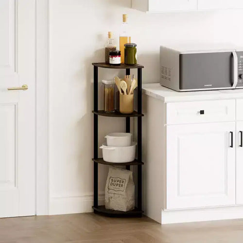 HOMLUX 4-Tier Corner Storage Shelf, Open Display Bookshelf for Bathroom, Living Room, Home Office