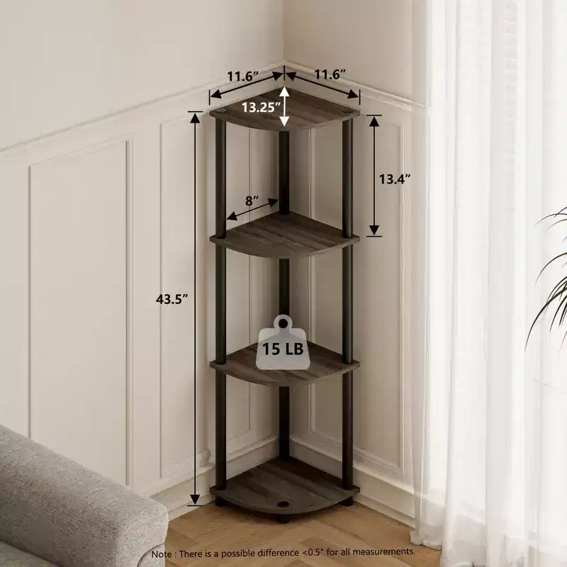 HOMLUX 4-Tier Corner Storage Shelf, Open Display Bookshelf for Bathroom, Living Room, Home Office