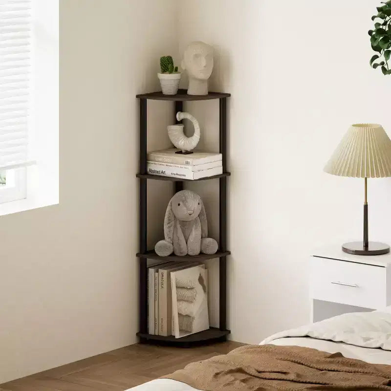 HOMLUX 4-Tier Corner Storage Shelf, Open Display Bookshelf for Bathroom, Living Room, Home Office