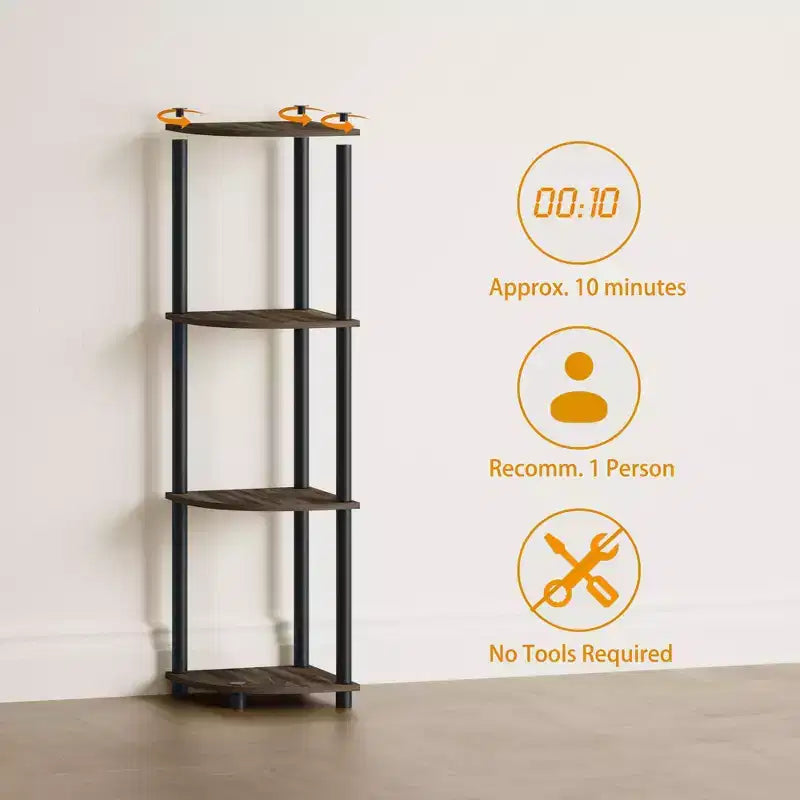 HOMLUX 4-Tier Corner Storage Shelf, Open Display Bookshelf for Bathroom, Living Room, Home Office