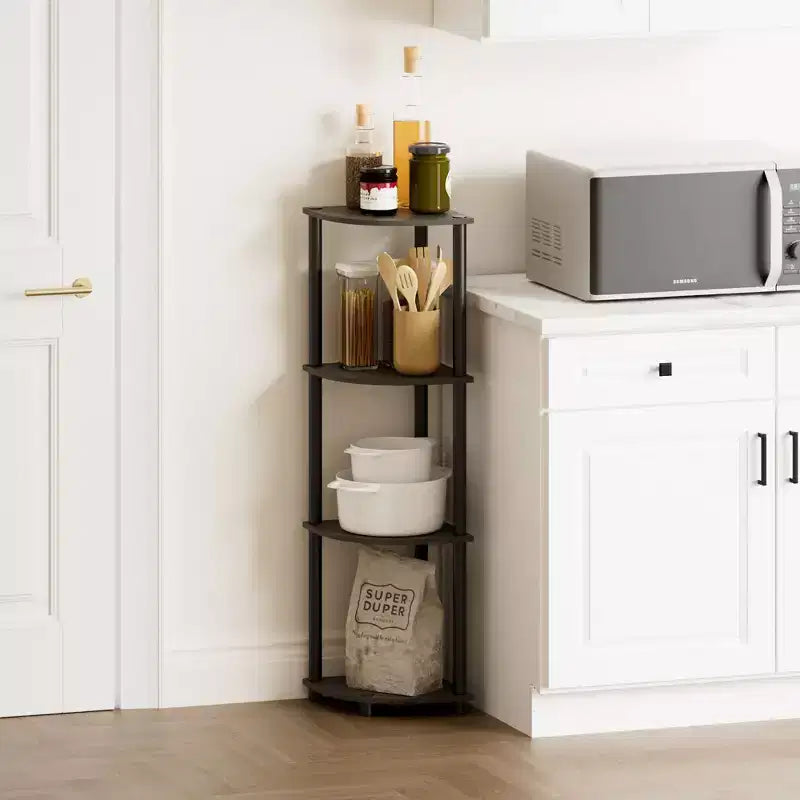 HOMLUX 4-Tier Corner Storage Shelf, Open Display Bookshelf for Bathroom, Living Room, Home Office