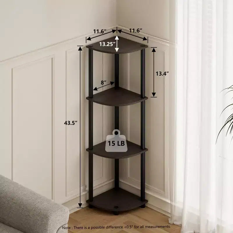 HOMLUX 4-Tier Corner Storage Shelf, Open Display Bookshelf for Bathroom, Living Room, Home Office