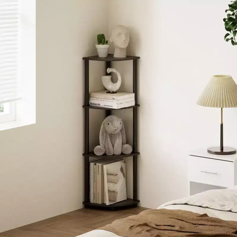 HOMLUX 4-Tier Corner Storage Shelf, Open Display Bookshelf for Bathroom, Living Room, Home Office