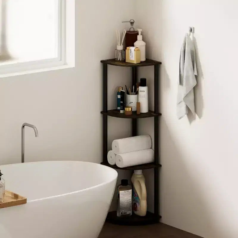 HOMLUX 4-Tier Corner Storage Shelf, Open Display Bookshelf for Bathroom, Living Room, Home Office