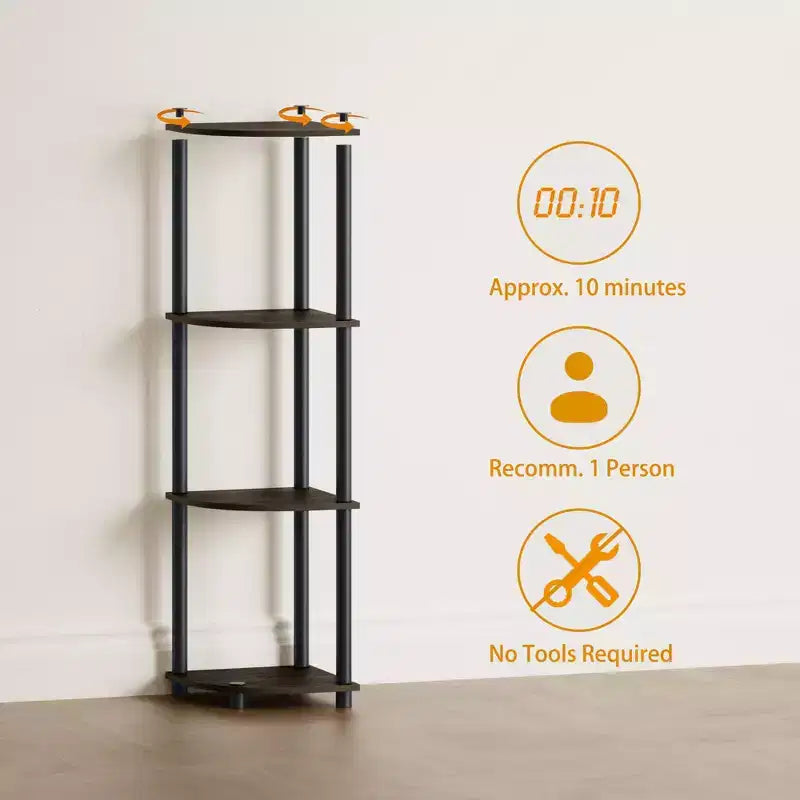 HOMLUX 4-Tier Corner Storage Shelf, Open Display Bookshelf for Bathroom, Living Room, Home Office