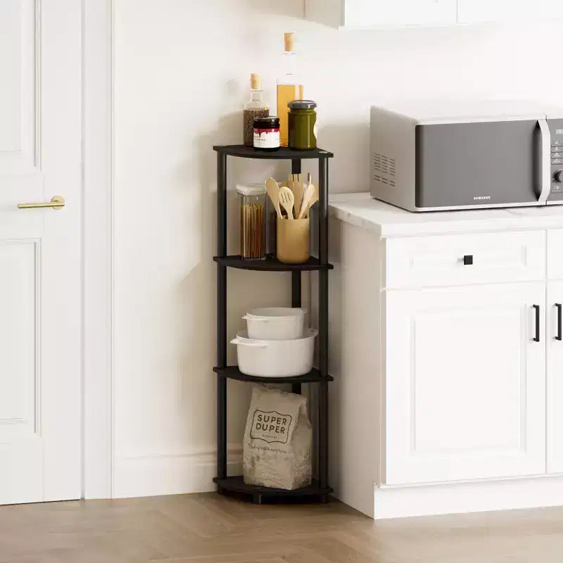 HOMLUX 4-Tier Corner Storage Shelf, Open Display Bookshelf for Bathroom, Living Room, Home Office