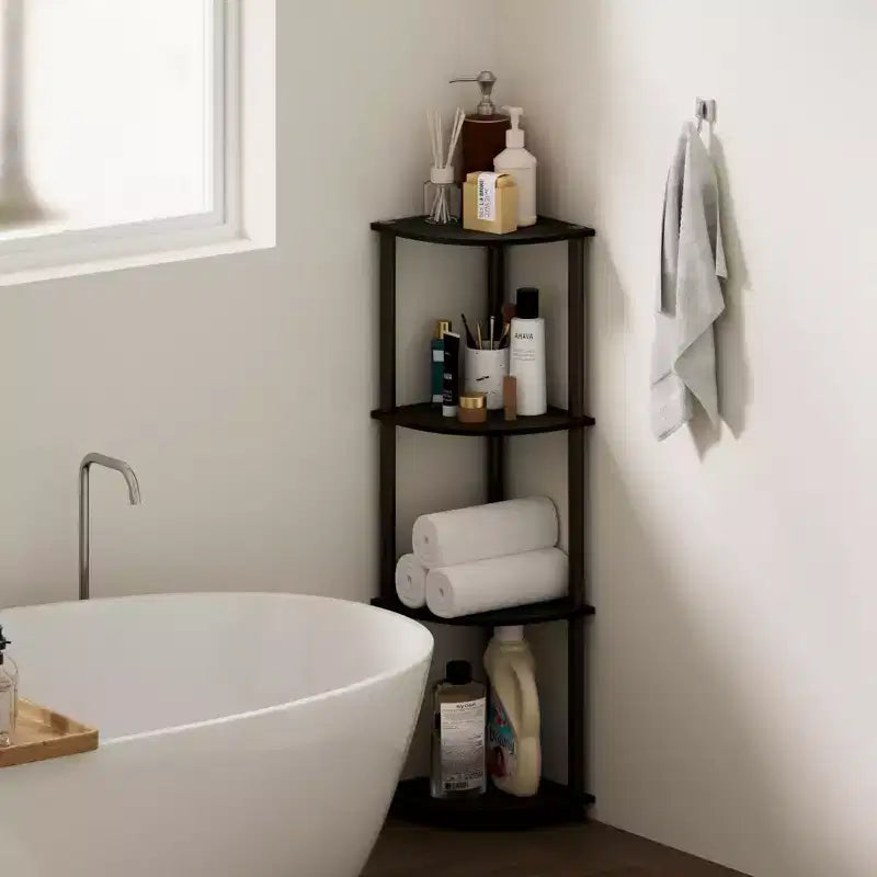 HOMLUX 4-Tier Corner Storage Shelf, Open Display Bookshelf for Bathroom, Living Room, Home Office
