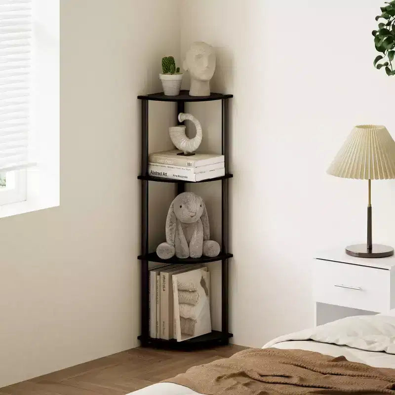 HOMLUX 4-Tier Corner Storage Shelf, Open Display Bookshelf for Bathroom, Living Room, Home Office