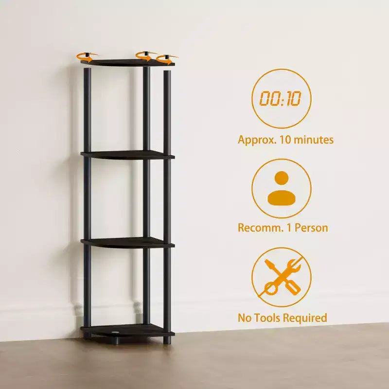 HOMLUX 4-Tier Corner Storage Shelf, Open Display Bookshelf for Bathroom, Living Room, Home Office