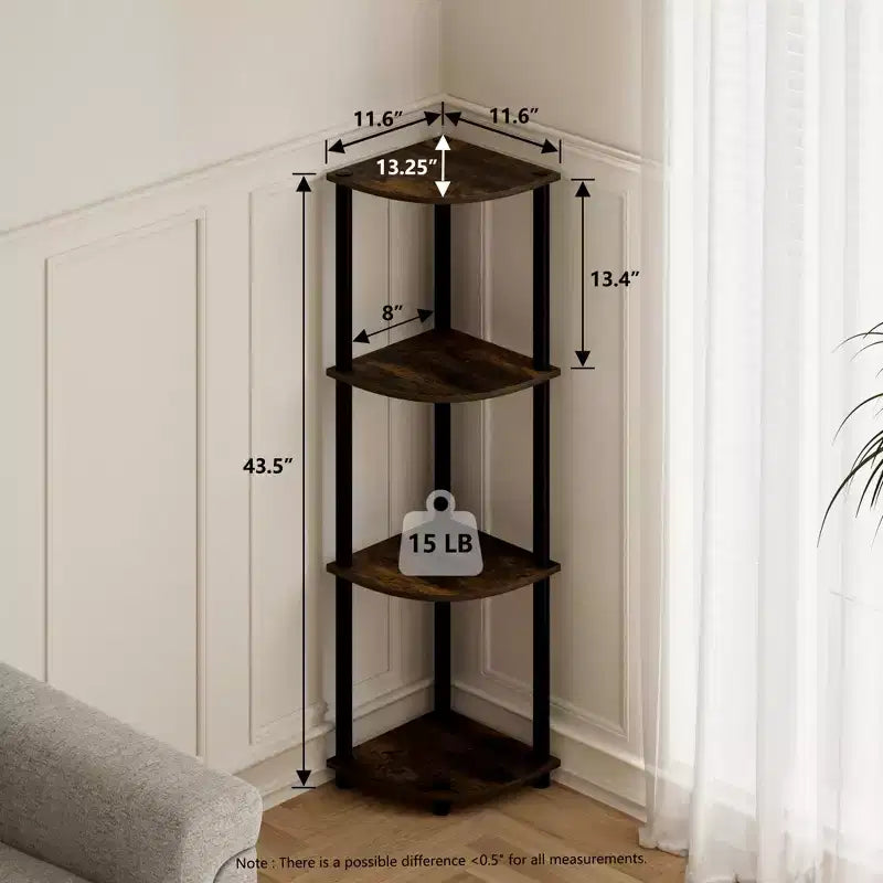 HOMLUX 4-Tier Corner Storage Shelf, Open Display Bookshelf for Bathroom, Living Room, Home Office