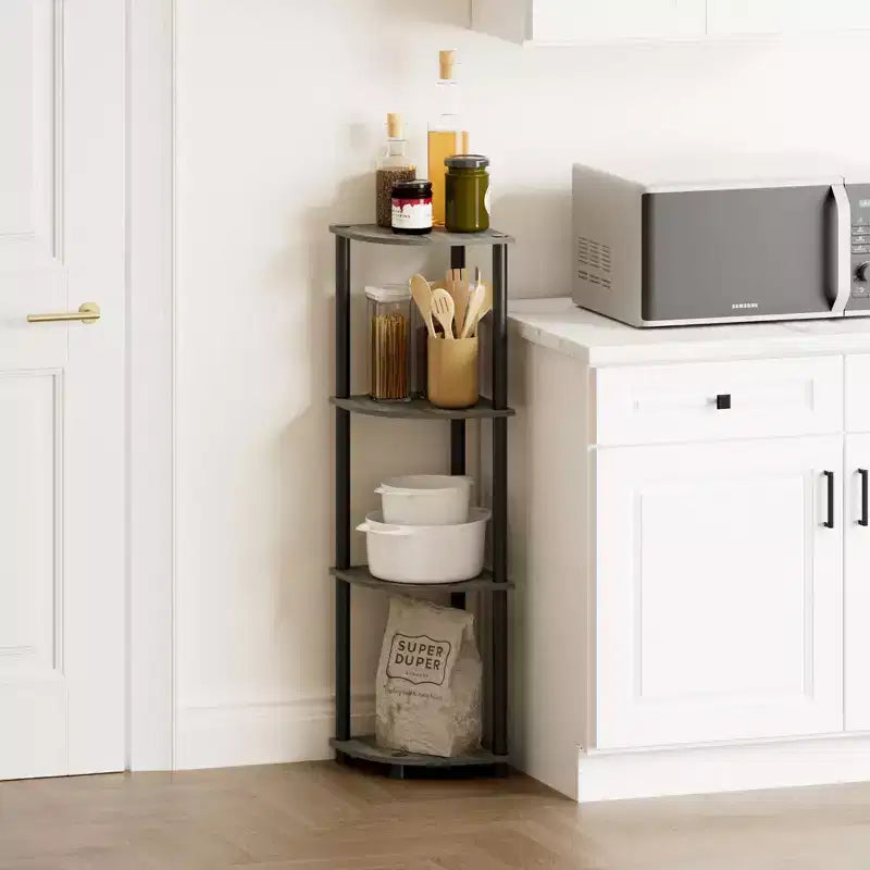 HOMLUX 4-Tier Corner Storage Shelf, Open Display Bookshelf for Bathroom, Living Room, Home Office