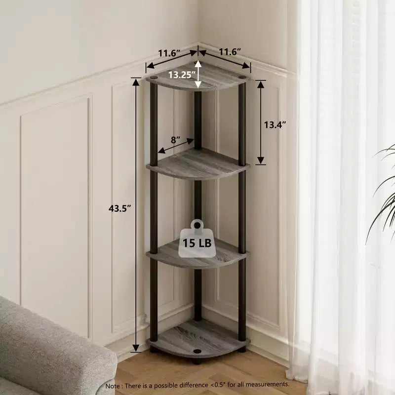 HOMLUX 4-Tier Corner Storage Shelf, Open Display Bookshelf for Bathroom, Living Room, Home Office