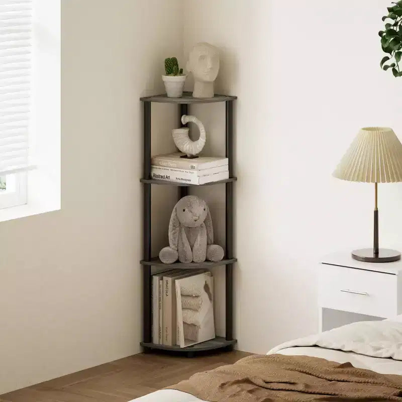 HOMLUX 4-Tier Corner Storage Shelf, Open Display Bookshelf for Bathroom, Living Room, Home Office
