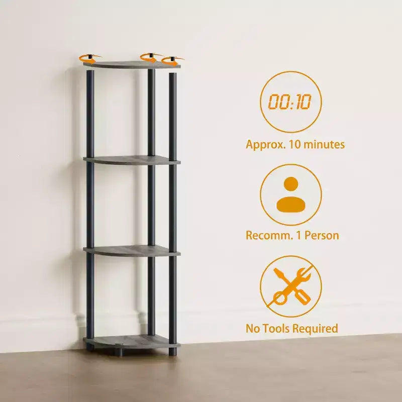 HOMLUX 4-Tier Corner Storage Shelf, Open Display Bookshelf for Bathroom, Living Room, Home Office