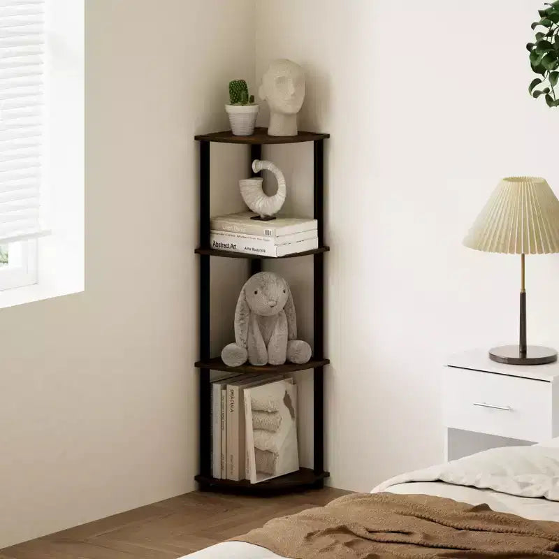 HOMLUX 4-Tier Corner Storage Shelf, Open Display Bookshelf for Bathroom, Living Room, Home Office