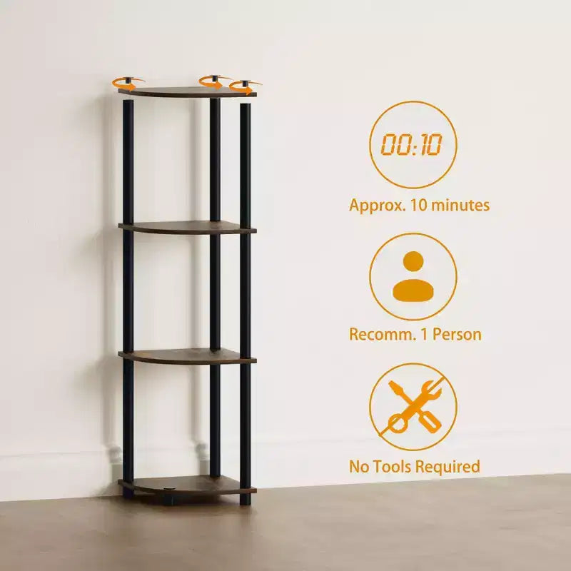 HOMLUX 4-Tier Corner Storage Shelf, Open Display Bookshelf for Bathroom, Living Room, Home Office