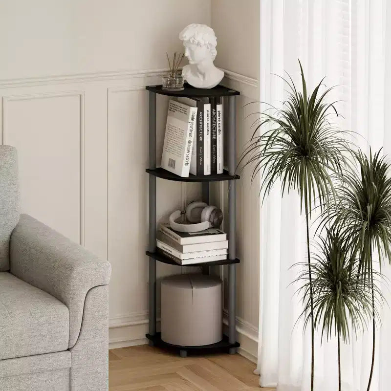 HOMLUX 4-Tier Corner Storage Shelf, Open Display Bookshelf for Bathroom, Living Room, Home Office