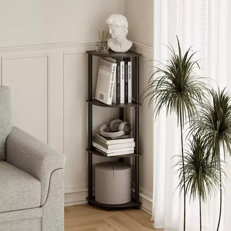 HOMLUX 4-Tier Corner Storage Shelf, Open Display Bookshelf for Bathroom, Living Room, Home Office