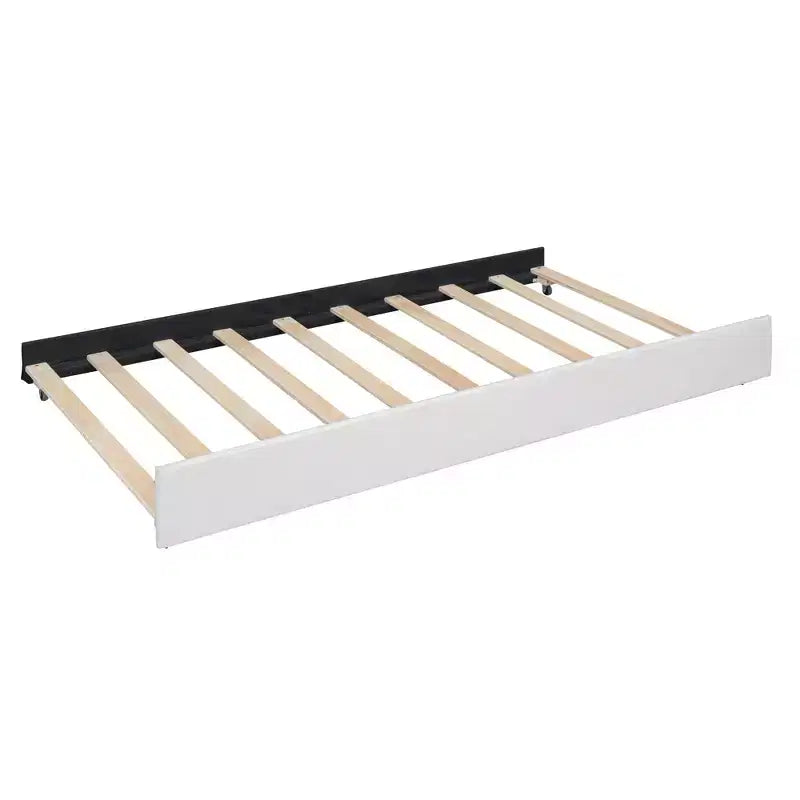 Luxystar Modern Full Linen Upholstered Platform Bed with Brick Pattern Headboard, Trundle and 2 Drawers