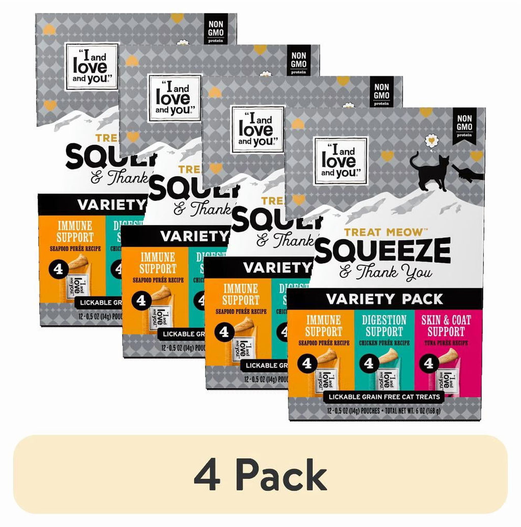 "I and love and you" Treat Meow Squeeze & Thank You Lickable Cat Treat Variety Chicken/Tuna
