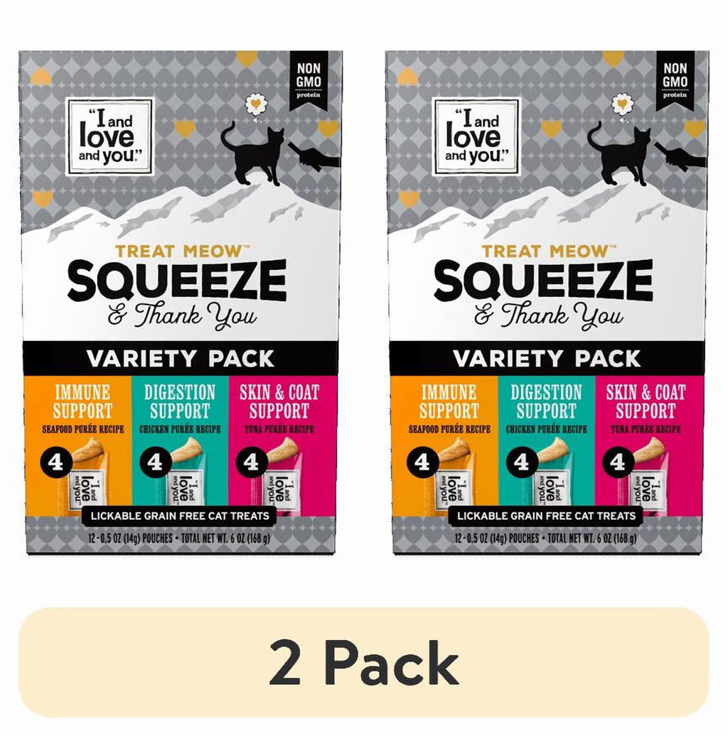 "I and love and you" Treat Meow Squeeze & Thank You Lickable Cat Treat Variety Chicken/Tuna
